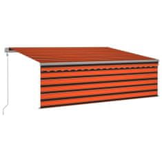 Greatstore Automatická markýza roleta LED senzor větru 4x3m oranžovohnědá