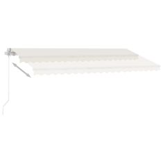 Greatstore Ručně zatahovací markýza s LED světlem 400 x 300 cm krémová