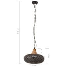 Greatstore Industriální závěsná lampa černá železo masivní dřevo 40 cm E27