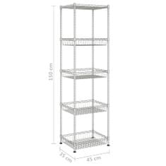 Greatstore Kuchyňský regál 5 polic 45x35x150 cm chromované železo 250 kg