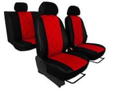 SIXTOL Autopotahy Škoda Fabia II, kožené EMBOSSY, dělené zadní sedadla, červené
