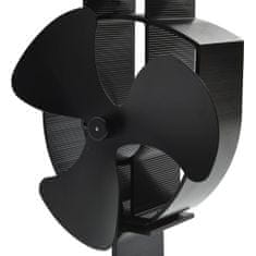 Greatstore Teplem poháněný ventilátor na kamna 3 lopatky černý