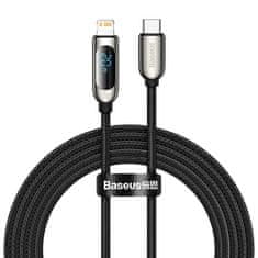 shumee USB-C Iphone Lightning 20W rychlonabíjecí kabel s displejem a měřičem výkonu, 2m, černý