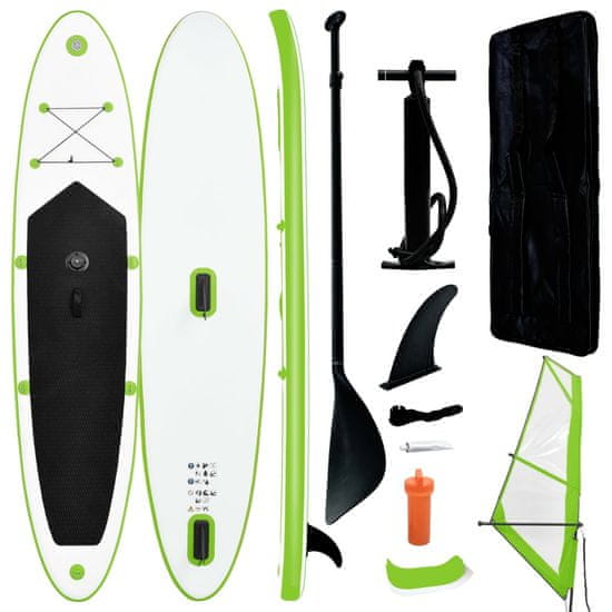 Vidaxl Nafukovací SUP paddleboard s plachtou zeleno-bílý