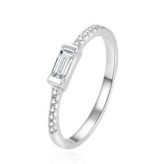 Beneto Minimalistický stříbrný prsten se zirkony AGG407 (Obvod 52 mm)
