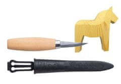 Morakniv 12670 Woodcarving Kit řezbářský nůž 6 cm, lakované březové dřevo, plastové pouzdro, figurka