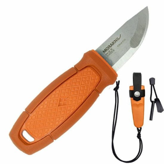 Morakniv 13502 Eldris Burnt Orange nůž na krk 5,9cm, oranžová, guma/plast, plastové pouzdro, křesadl