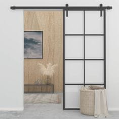 Greatstore Posuvné dveře hliník a ESG sklo 90 x 205 cm černé