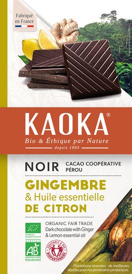 KAOKA Bio hořká čokoláda citrón-zázvor 100 g