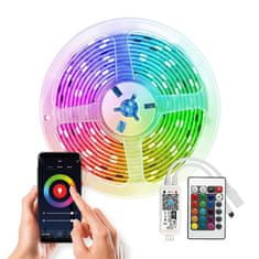 Solight wifi Smart LED světelný pás, RGB, 5m, sada s adaptérem a dálkovým ovladačem, WM57