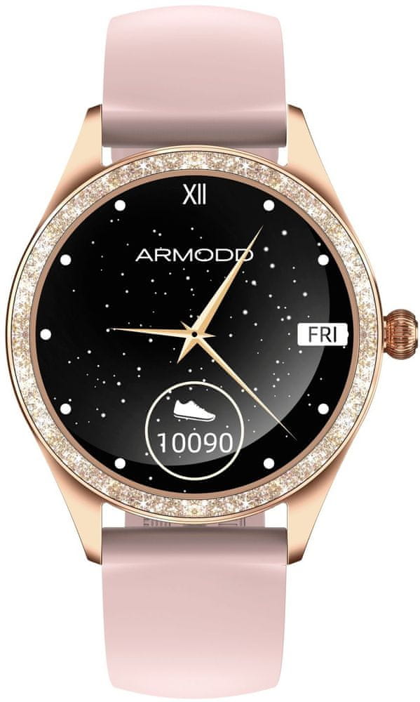 ARMODD Candywatch Crystal 2, zlatá s růžovým řemínkem