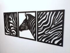 MAJA DESIGN Dřevěný obraz trojdílný - ZEBRA - černý, 56 x 70 cm