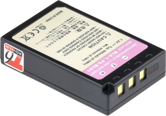 Baterie T6 Power pro Olympus E-400, Li-Ion, 7,2 V, 900 mAh (6,5 Wh), černá