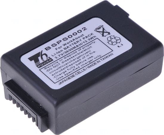 T6 power Baterie pro čtečku čárových kódů Zebra 1050494-002, Li-Ion, 3,7 V, 3600 mAh (13,3 Wh), černá