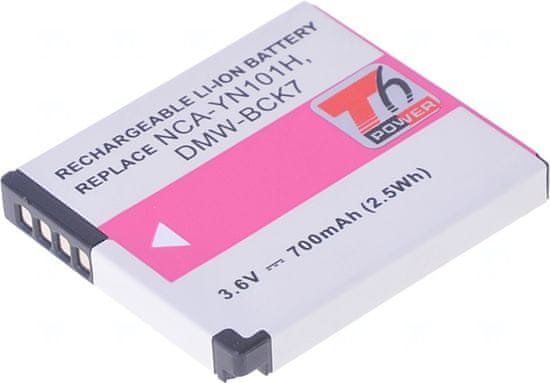 Baterie T6 Power pro Panasonic Lumix DMC-FT20D, Li-Ion, 3,6 V, 700 mAh (2,5 Wh), černá