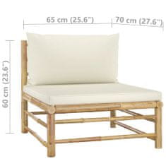 Greatstore 3dílná zahradní sedací souprava + krémově bílé podušky bambus