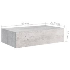 Greatstore Nástěnné police se zásuvkami 2ks betonově šedé 40x23,5x10cm MDF