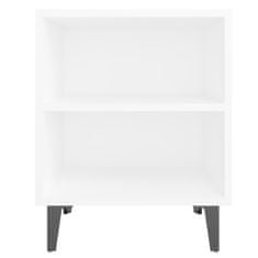 Greatstore Noční stolek s kovovými nohami bílý 40 x 30 x 50 cm