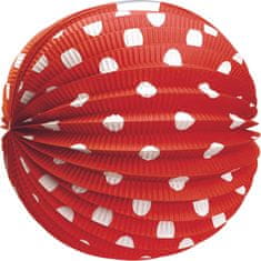 Zaparkorun.cz Papírový kulatý lampion, červený s tečkami, 25 cm, Rappa