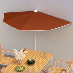 Greatstore Zahradní půlkruhový slunečník s tyčí 180 x 90 cm cihlový