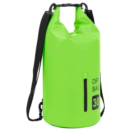 Vidaxl Nepromokavý vak se zipem zelený 30 l PVC