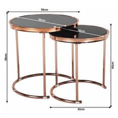 ATAN Set 2 konferenčních stolků MORINO - rose gold chrom růžová/černá