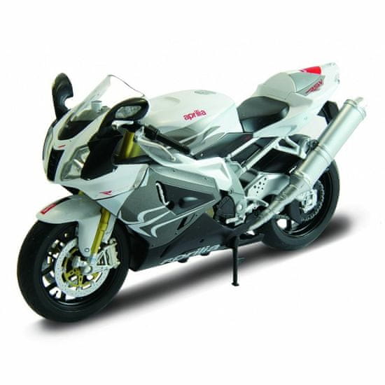 Welly Motocykl aprilia rsv 1000r 1:10 stříbrný