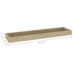 Greatstore Nástěnné police Loggia 4 ks dub 60 x 15 x 4 cm MDF