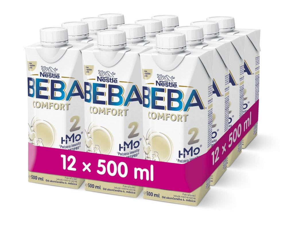 BEBA COMFORT 2 HM-O, pokračovací tekutá mléčná výživa, 12x 500 ml