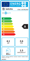 SAKURA Mobilní klimatizace STAC 14 CPB/NW, výkon chlazení 4,1kW