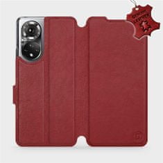 Mobiwear Luxusní kožené flip pouzdro na mobil Honor 50 - Tmavě červené - L_DRS Dark Red Leather