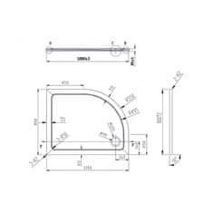 Olsen Spa Asymetrická čtvrtkruhová sprchová vanička VENETS 100 cm 80 cm Levá