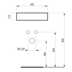 Hopa Umyvadlo na desku PIEGA 45×11 cm