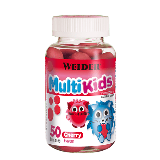 Weider Multi Kids 50 Gummies, želatinové bonbóny s vitamíny pro děti, Višeň