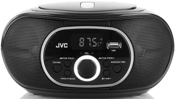  prenosný rádiomagnetofón jvc RD-E221B cd disky usb port lcd displej aux in vstup madlo na prenášanie vstavané repráky 