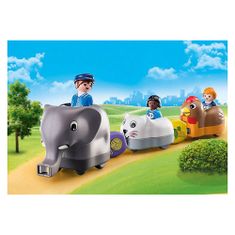 Playmobil Můj tahací vláček se zvířátky , 1.2.3, 9 dílků