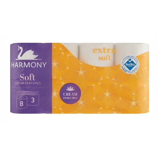 Harmony Toaletní papír 3-vrstvý Soft CREAM Perfumes bílý, návin 16,8 m (8 ks)