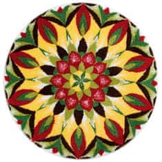 GRUND Česká koupelnová předložka, MANDALA ŽIVOTA ø 100 cm, žlutá/zelená