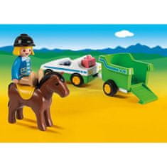 Playmobil Auto s přívěsem pro koně , 1.2.3, 5 dílků