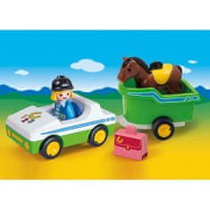 Playmobil Auto s přívěsem pro koně , 1.2.3, 5 dílků