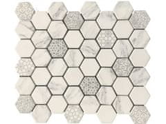 Pavemosa Mozaika recyklované sklo hexagon bílý Patchwork MSH003 324x280 mm