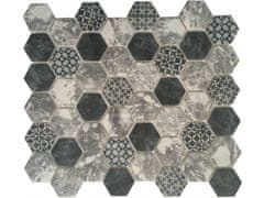 Pavemosa Mozaika recyklované sklo hexagon šedý Patchwork MSH011 324x280 mm