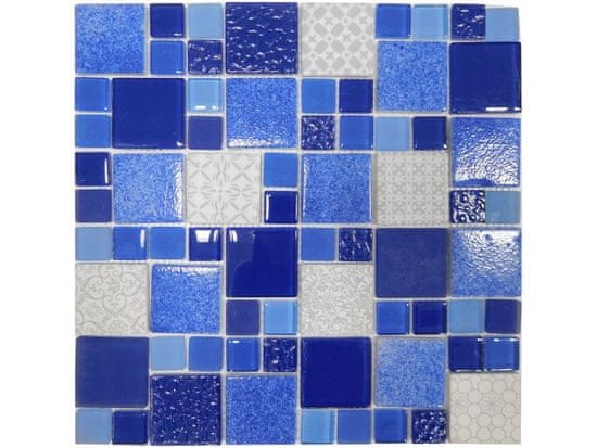 Pavemosa Mozaika recyklované sklo modrá Patchwork MSS004 300x300 mm
