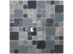 Mozaika recyklované sklo šedá Patchwork MSS006 300x300 mm