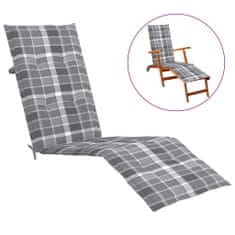 Vidaxl Poduška na polohovací židli šedá károvaná (75+105) x 50 x 4 cm