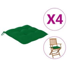 Greatstore Podušky na židle 4 ks 40 x 40 x 7 cm zelené