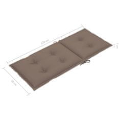 Greatstore Podušky na zahradní židle 2 ks taupe 120 x 50 x 7 cm