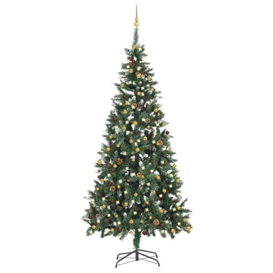 Vidaxl Umělý vánoční stromek s LED diodami a sadou koulí 210 cm