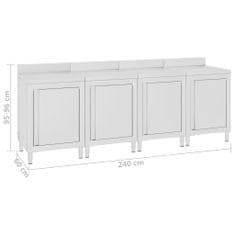 Greatstore Gastro pracovní stůl se skříňkou 240 x 60 x 96 cm nerezová ocel