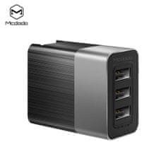 Mcdodo Mcdodo nabíječka Cube serie 220V, EU / US / UK zásuvka, 3x USB, 3.4A, bez kabelu, černá